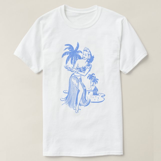 Blue Hula Girl T-Shirt (Frente do Design)
