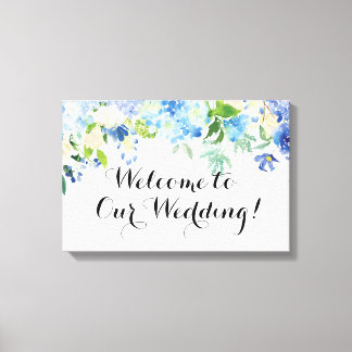 Blue Hydrangea Bem-vindo ao nosso Sinal de Canvas 