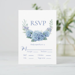 Blue Hydrangea Floral Watercolor Casamento RSVP