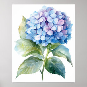 Blue Hydrangea Flower Art Impressão Poster