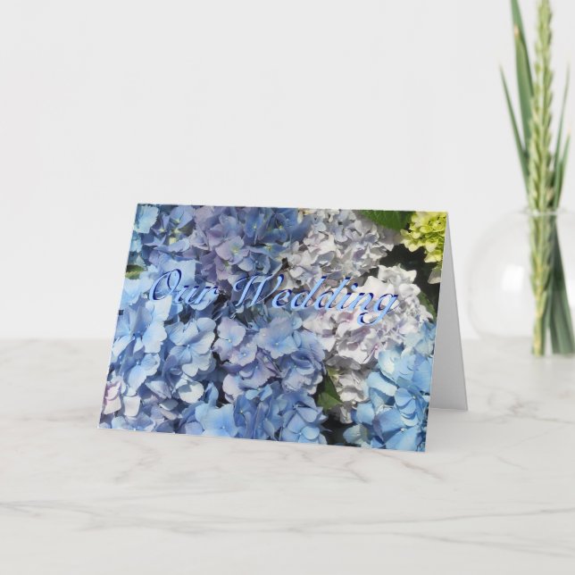 Blue Hydrangea Flowers Convite de Casamento (Frente)