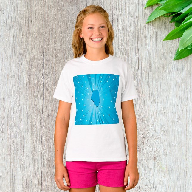 Blue Illinois Girls T-Shirt (Criador carregado)