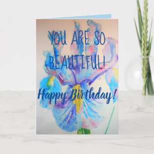 Blue Iris Art floral Tão Bonito Cartão de Aniver