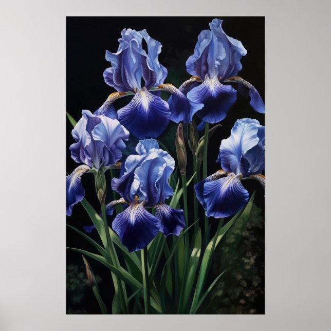 Blue Iriss Flower Art Impressão Poster (Frente)