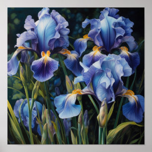 Blue Iriss Flower Art Impressão Poster