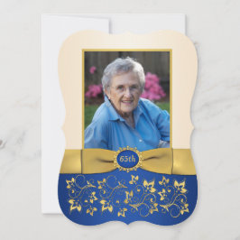 Blue, Ivory, Dourada 65 Foto de Convite de Anivers