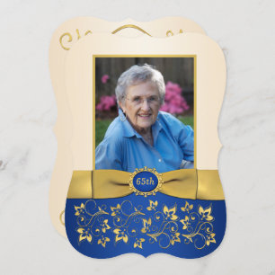 Blue, Ivory, Dourada 65 Foto de Convite de Anivers