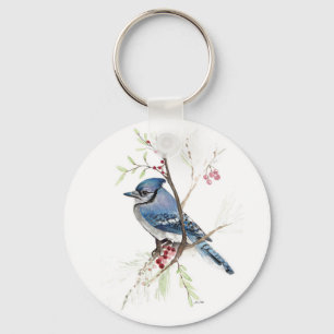 Blue Jay Bird Chaveiro
