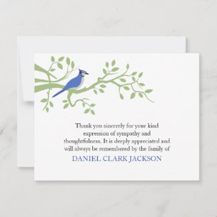 Blue Jay Funeral Obrigado Cartão de Nota