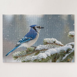 Blue Jay Snow Quebra-cabeça - Arte sobre aves de i