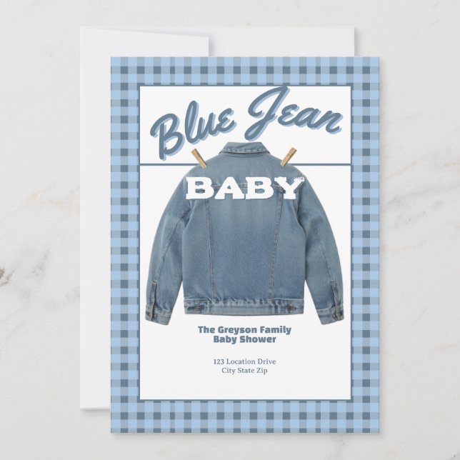 Blue Jean Baby - Convite Personalizado de Chuveiro (Frente)