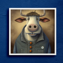 Blue Jean Bovine - Vaca engraçada em Poster de fan