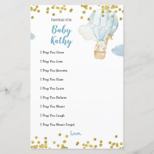 Blue Jungle Hot Air Balloon Prayers para Bebê Card