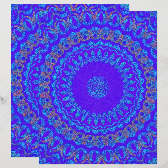 Blue Kaleidoscope Scrapbook Paper 2-Sided Page (Frente/Verso)
