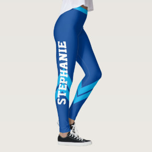 Blue King Teal & White Modern Chic Leggings