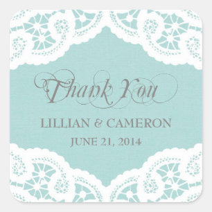 Blue Lace Doily Obrigado Etiquetas de nome