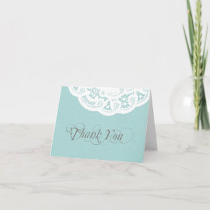 Blue Lace Doily Weding Obrigado Cartão Nota