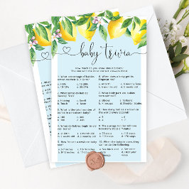 Blue Lemon Baby Trivia game chá de fraldas