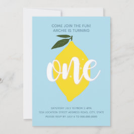 Blue Lemonade Primeiro Convite de Aniversário