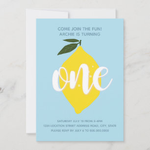 Blue Lemonade Primeiro Convite de Aniversário
