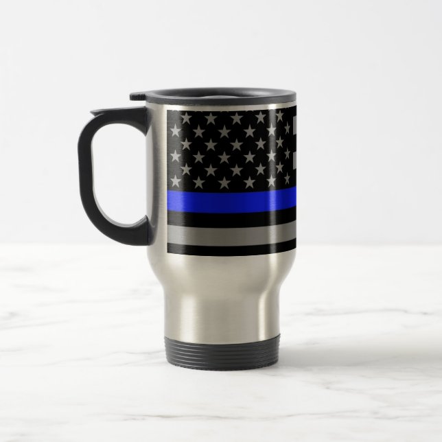 Blue Line fino embandeira a caneca de viagem (Esquerda)