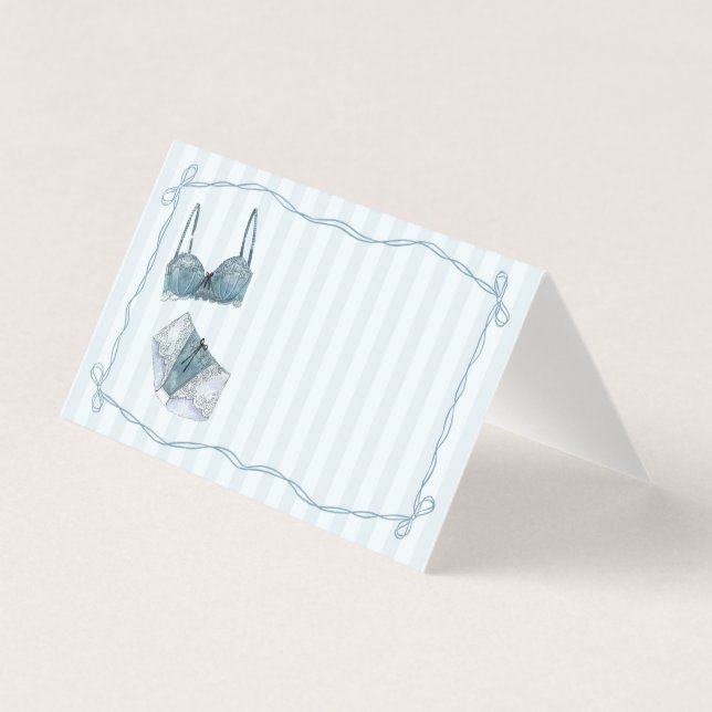 Blue Lingerie Shower Bow Place Card Table Decor (Frente)