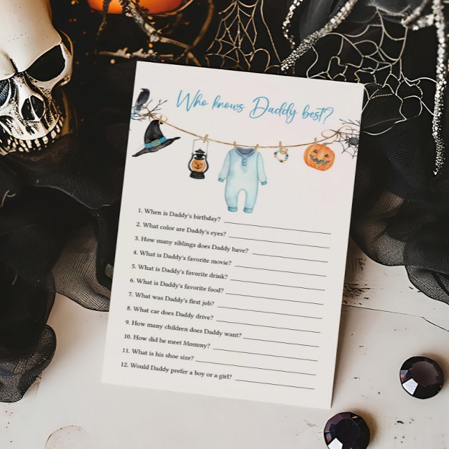 Blue Little Boo Halloween que conhece o melhor jog (Halloween Baby Clothes Baby Shower Who knows Daddy Best Game)