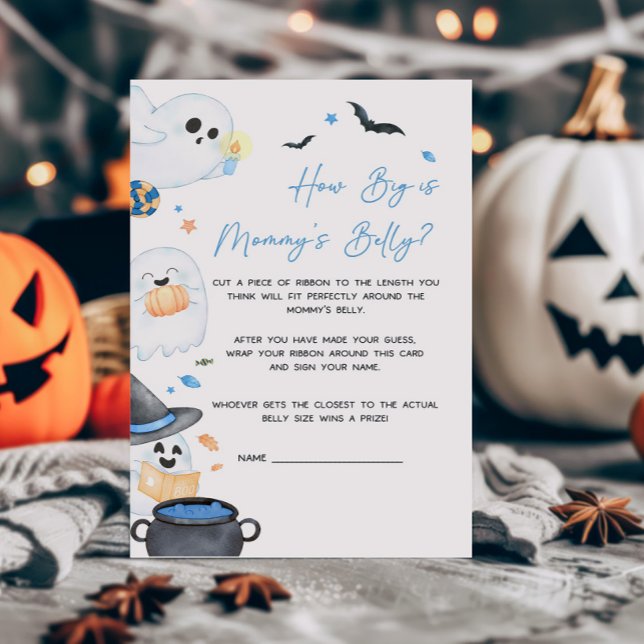 Blue Little Boo Quão Grande é o Jogo da Mamãe (Blue Little Boo Baby Shower How Big is Mommy's Belly Game)