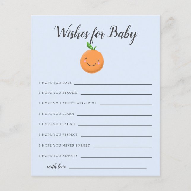 Blue Little Cutie Deseja Cartão de Bebê (Frente)