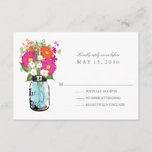 Blue Mason Jar e Gerber Daisies RSVP