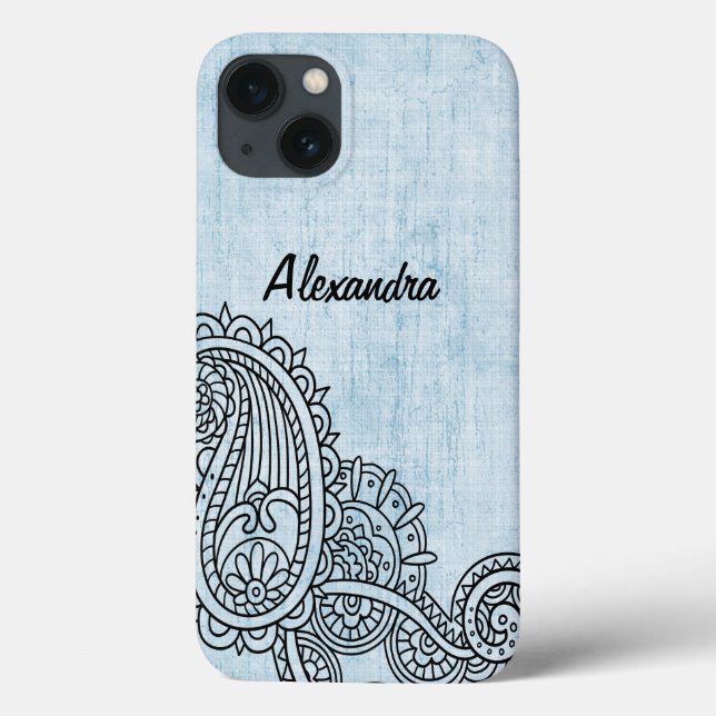 Blue Mehndi Motif Galaxy Nota 4 Caso (Verso)