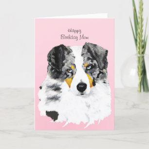 Blue Merle Aussie Happy Birthday - Cartão de Mãe c