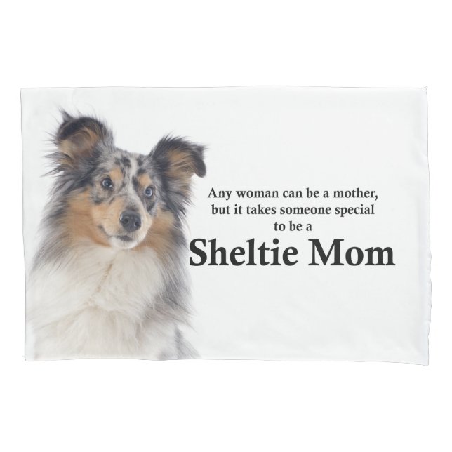 Blue Merle Sheltie Mãe Pillowcase (Frente)