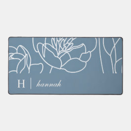Blue Modern Elegant Wildflower Monogram Name