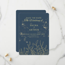 Blue Modern Salve o Convite para Cartão de Data