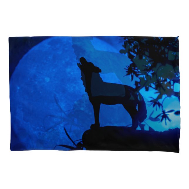Blue Moon Wolf Pillowcase (Frente-Esquerda)