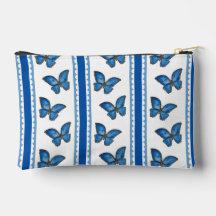 Blue Morpho Butterfly Striper Zipper Pouch