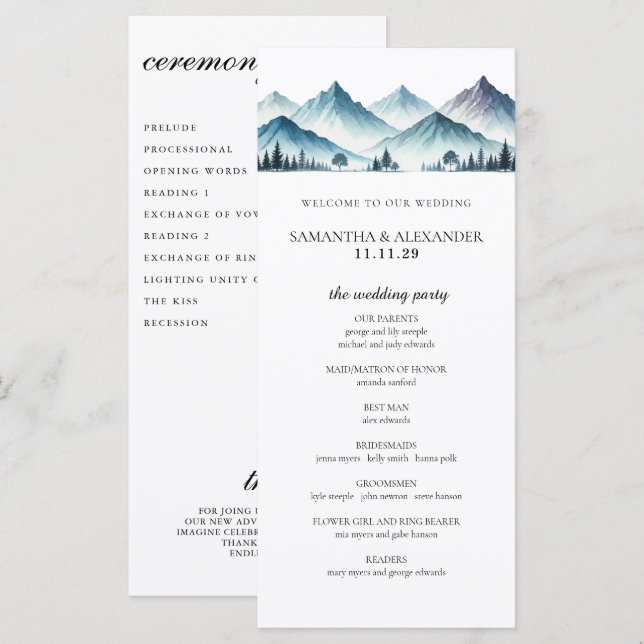 Blue Mountains Ceremony Program (Frente/Verso)