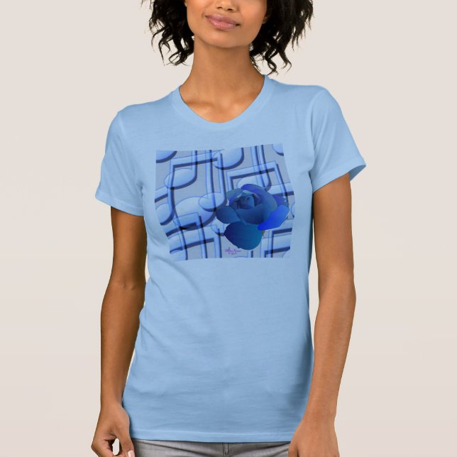 Blue Music Notes e Blue Rosa Fine Jersey T-Shirt (Frente)