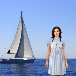 Blue Nautical Striped Monogram Boat Name Design A