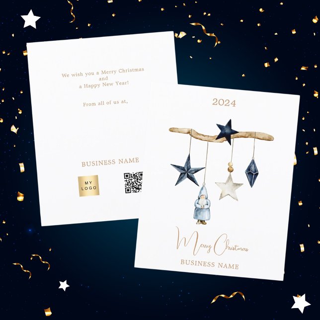 Blue Nordic stars gnomo QR cartão de Natal (Criador carregado)