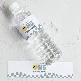 Blue ONE Happy Duo Birthday - Etiqueta de Garrafa