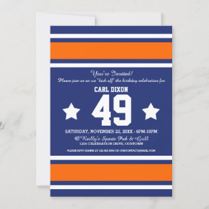 Blue Orange Convites de festas de futebol Jersey