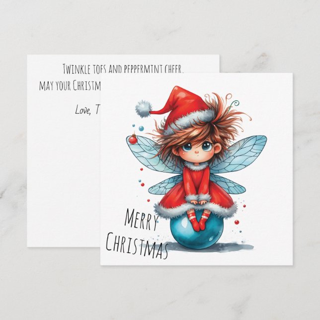 Blue Ornament Fairy – Holiday Card (Frente/Verso)