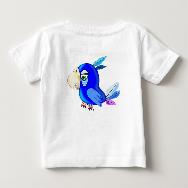 Blue Parrot Funny Baby T-Shirt (Verso)