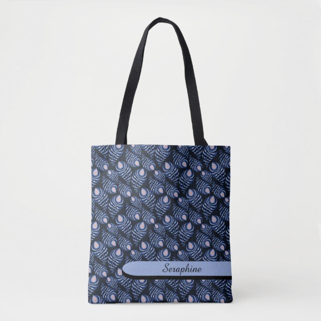 Blue Peacock Feather Tote Bag (Frente)