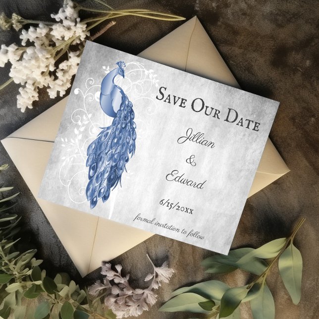 Blue Peacock Salve O Anúncio De Data (Blue Peacock Save the Date)
