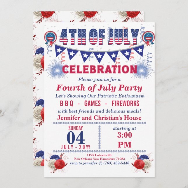 Blue Pennant String Flags 4th do Partido de julho (Frente/Verso)