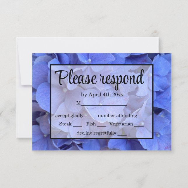 Blue periwinkle elegant floral hydrangeas RSVP (Frente)