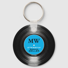 Blue Personated Music Vinyl Record Chaveiro